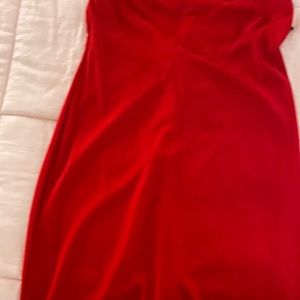 Red chiffon dress a line, size medium